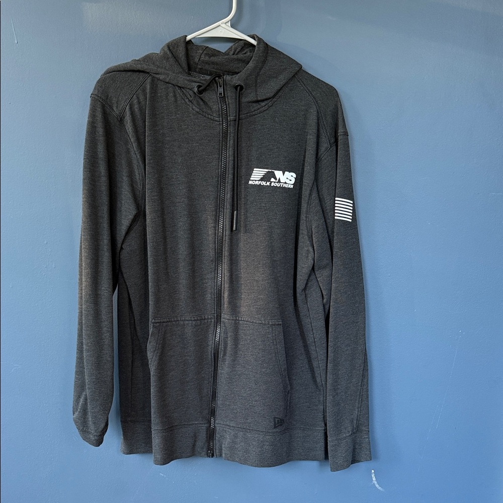 Gray Full-Zip Hoodie with Logo